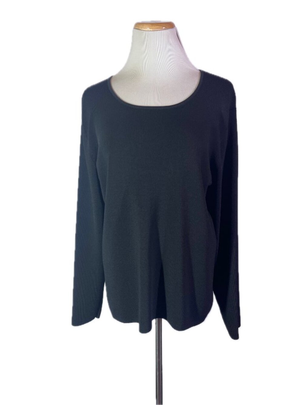 Chico's Design Size 3 (XL) Solid Black Ribbed Thick Knit Pullover Top